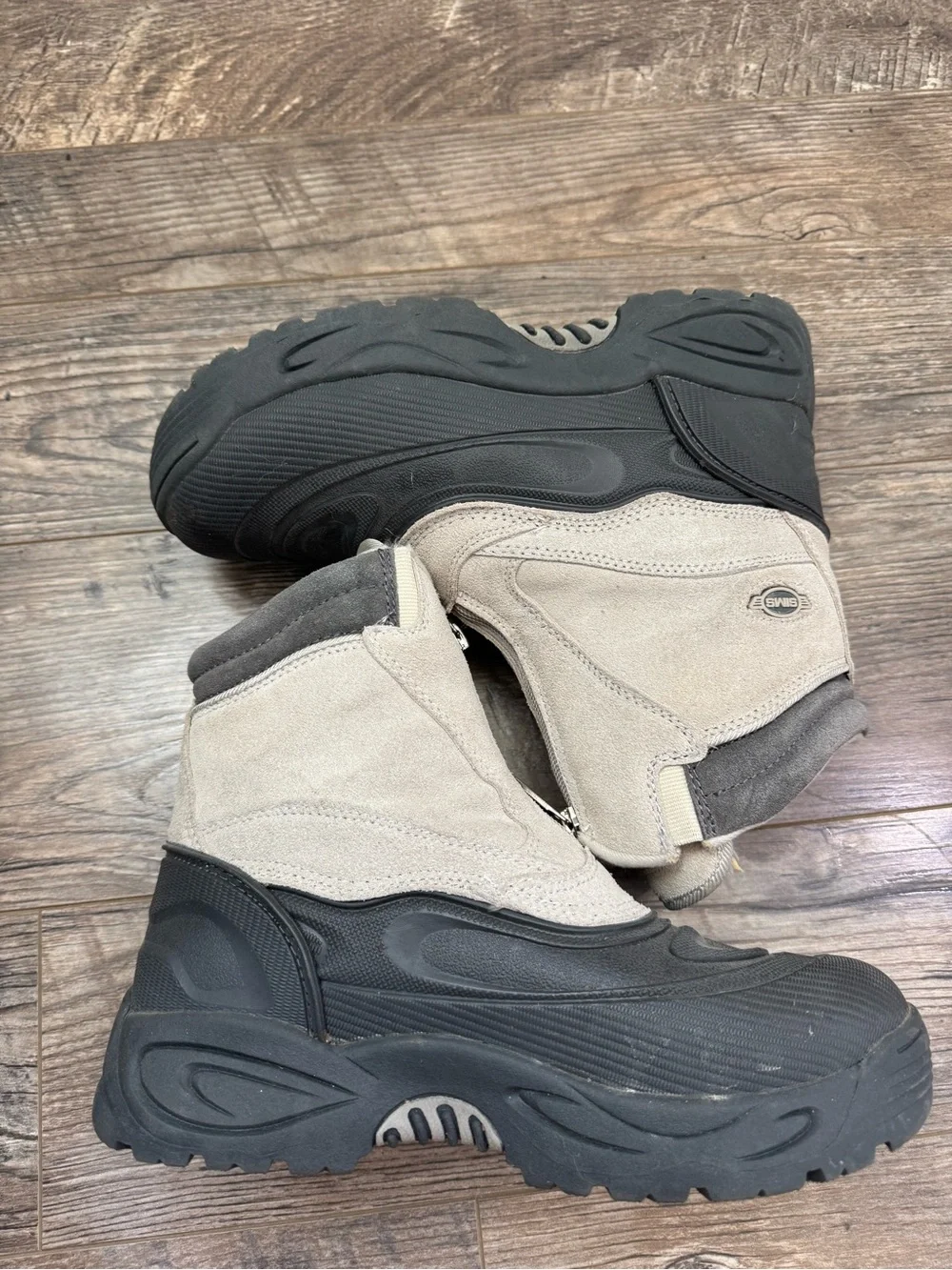 SIMS Womens Snow Boots Size 8 Suede Leather Fleece Lined Winter Zip Gray